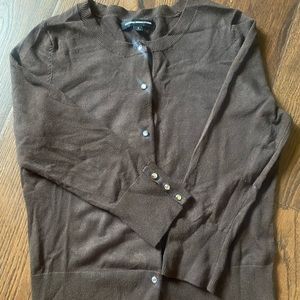 Express Chocolate Brown Cardigan with Rhinestone Buttons size small
